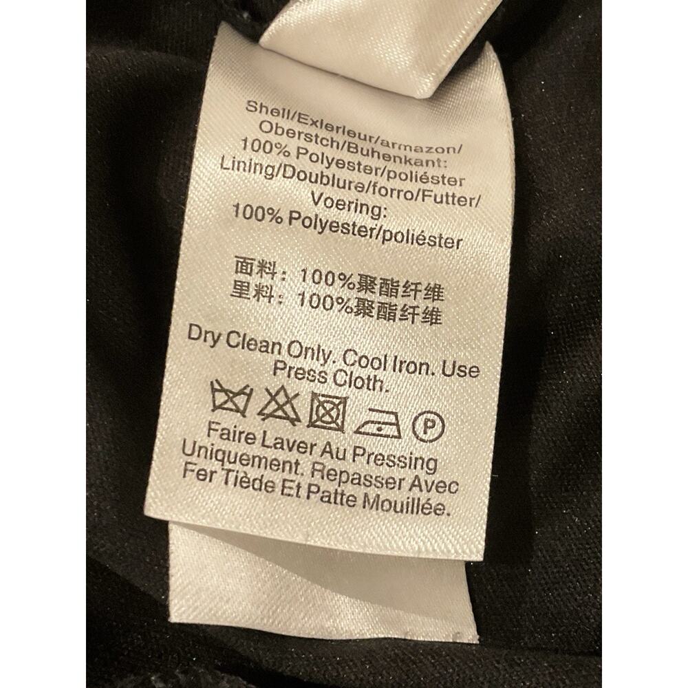 DKNY Black Pleated Shift Dress Size 4 Long Bishop Sleeve Drop Waist Mini Chiffon - Picture 7 of 7